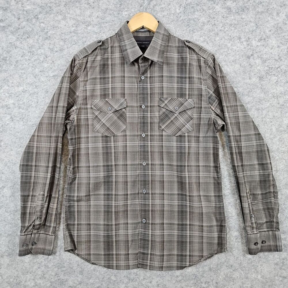 Banana Republic Men's Shirt Size M (15-15 1/2) Brown Plaid Button Up Two Pockets